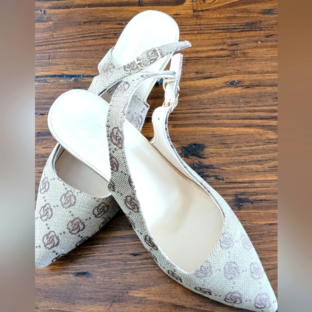 FASHION  Beige Slingback Women's Shoes.